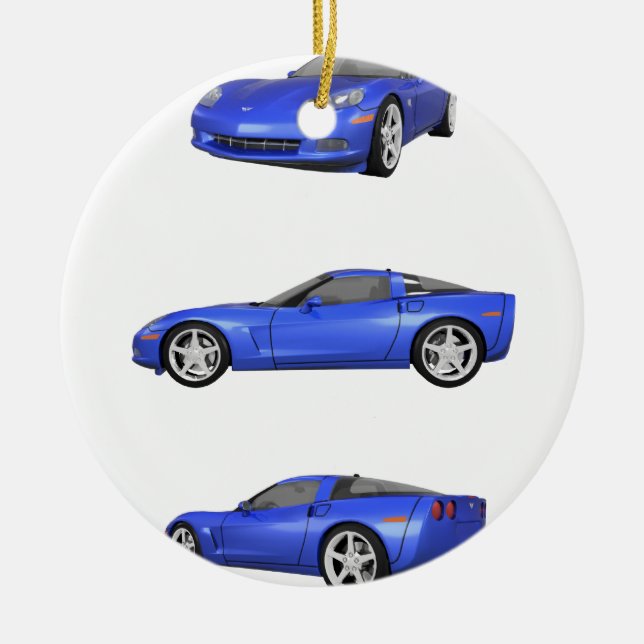 Blue Corvette: Ceramic Ornament (Front)