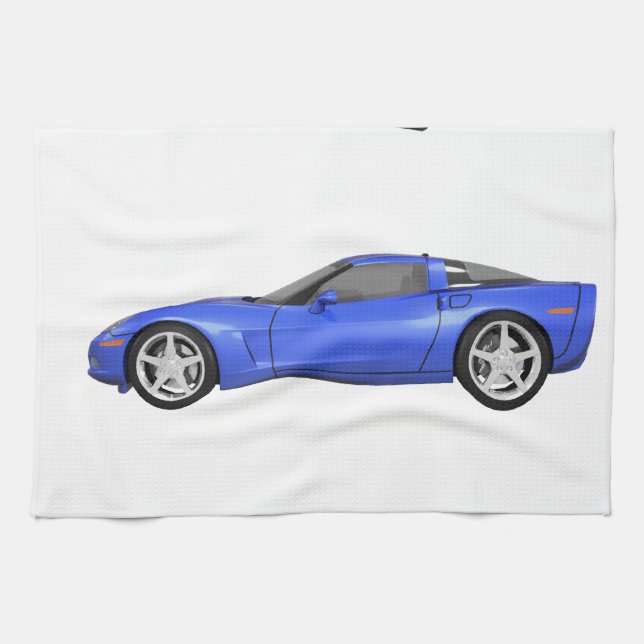 Blue Corvette: Kitchen Towel (Horizontal)
