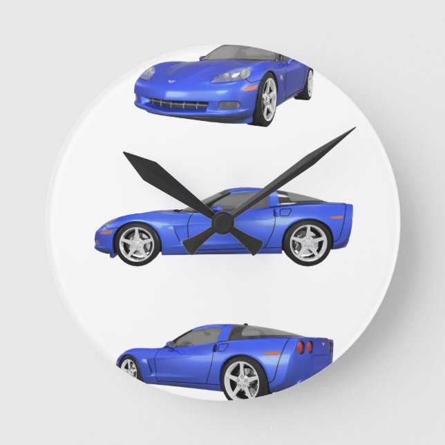 Blue Corvette: Round Clock (Front)
