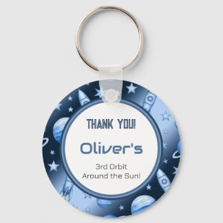 Blue Cosmic Celestial Rocket Odyssey Keychain
