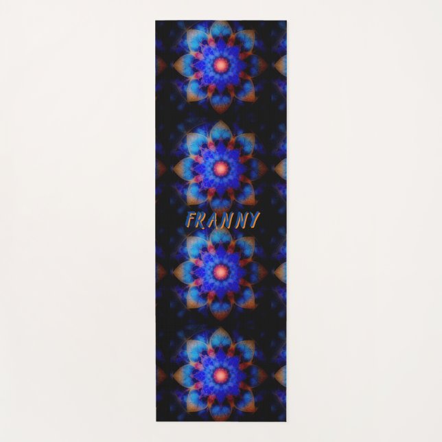 Blue Cosmic Lotus Yoga Mat (Front)