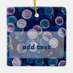 Blue Cosmic Orbs Ceramic Ornament