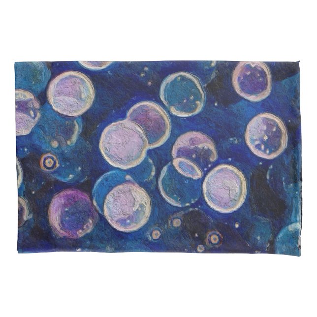 Blue Cosmic Orbs Pillowcase (Front)