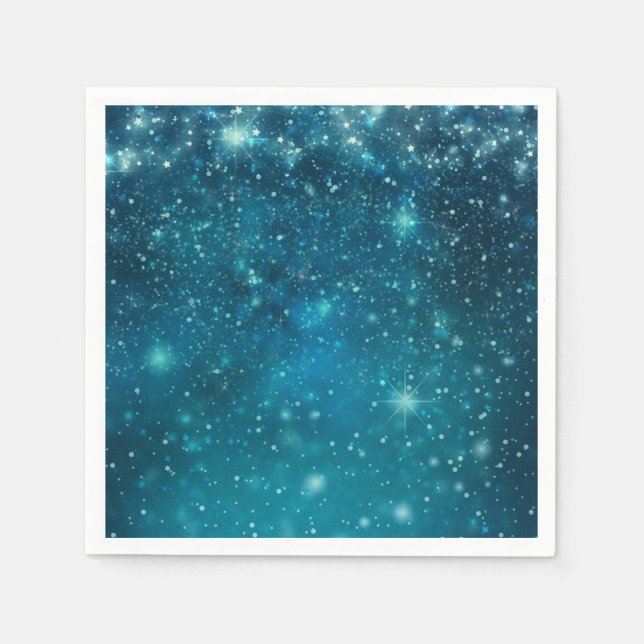 Blue Cosmic Spacey Starry Sky Napkin (Front)