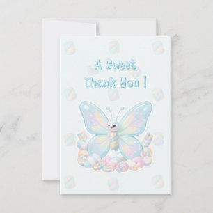 Blue Cotton Candy Butterfly Baby Shower Thank You  Card