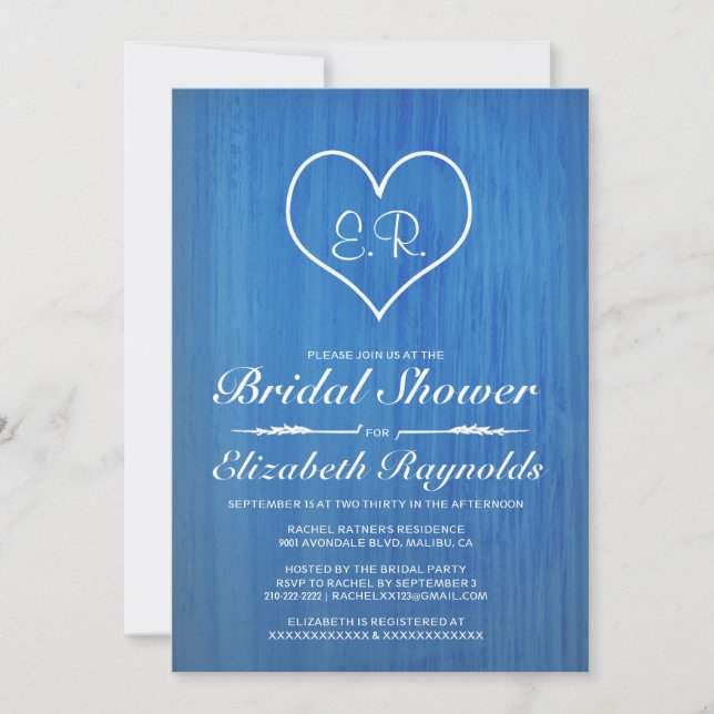 Blue Country Bridal Shower Invitations (Front)