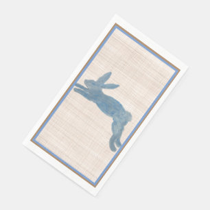 Blue Country French Bunny Rabbit Paper Napkin