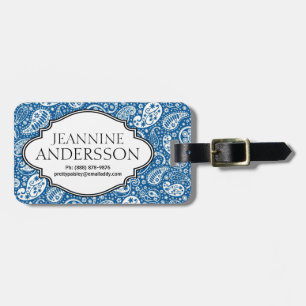 Blue Country Western Bandana Style Paisley Pattern Luggage Tag