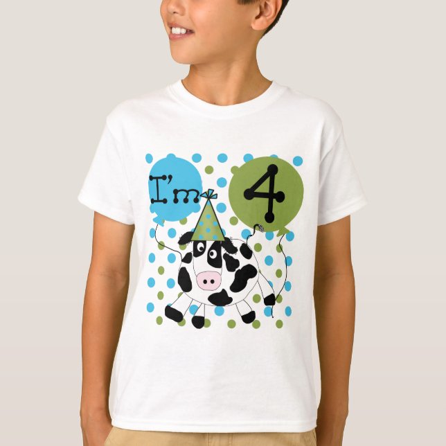 Blue Cow 4th Birthday Tshirts and Gifts (Front)