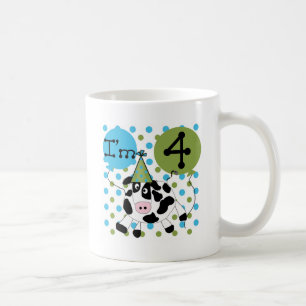Blue Cow 4th Birthday Tshirts and Gifts Coffee Mug