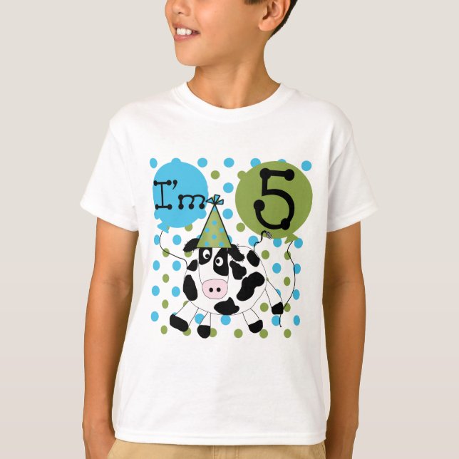Blue Cow 5th Birthday Tshirts and Gifts (Front)