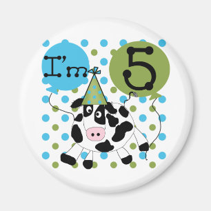 Blue Cow 5th Birthday Tshirts and Gifts Magnet