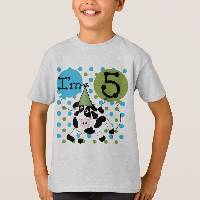 Blue Cow 5th Birthday Tshirts et cadeaux (Devant)