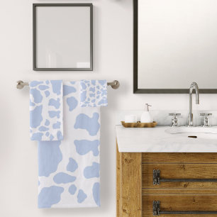 Blue Cow Spots Animal Print Pattern Bath Towel Set