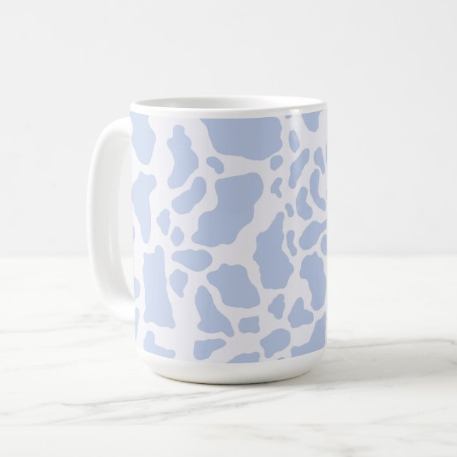 Blue Cow Spots Animal Print Pattern Coffee Mug (Front Left)