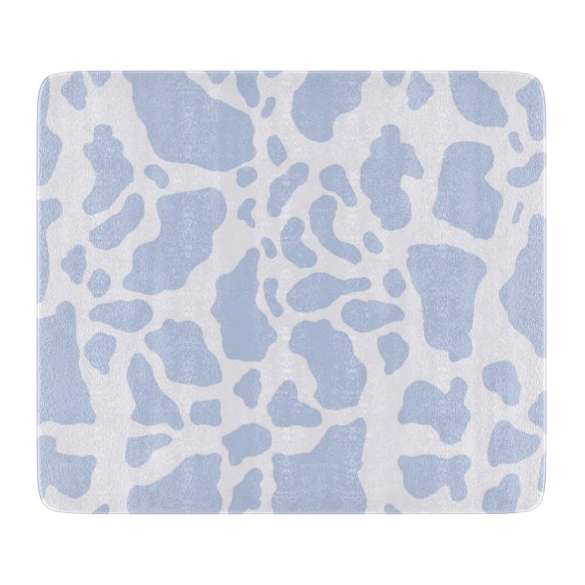 Blue Cow Spots Animal Print Pattern Cutting Board (Front)
