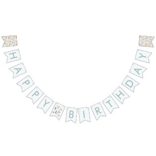 Blue Cowboy Birthday Party Decor  Bunting Flags