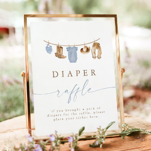 Blue Cowboy Clothesline Diaper Raffle Poster