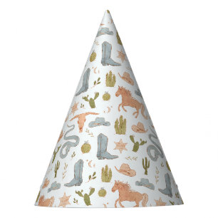 Blue Cowboy Western Birthday Party Hat