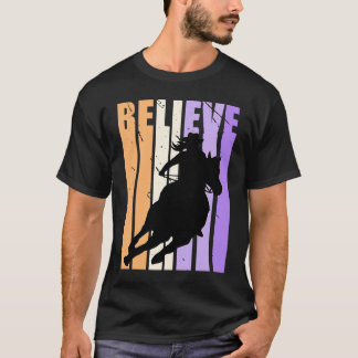Blue Cowgirls Barrel Racing Believe Vintage Distre T-Shirt