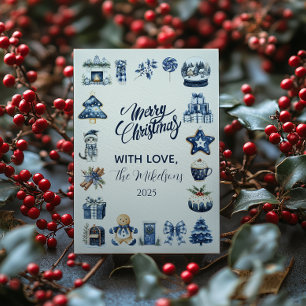 Blue Cozy Christmas Holiday Card