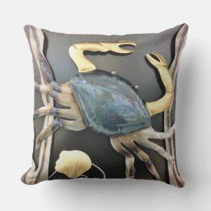 Blue Crab Abstract Art Throw Pillow