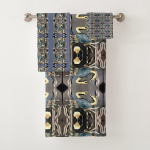 Blue Crab Abstract Bath Towel Set