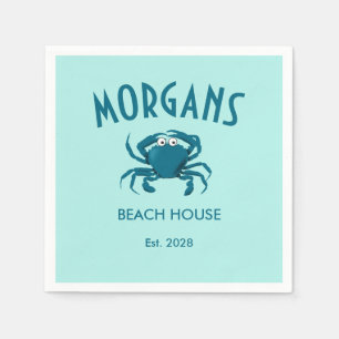 Blue Crab Beach Personalized Beach Napkins