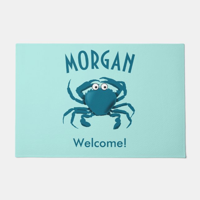 Blue Crab Beach Welcome   Doormat (Front)