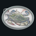 Blue Crab Belt Buckle<br><div class="desc">The blue crab image was created with pen and ink and acrylic paint on watercolor paper.</div>