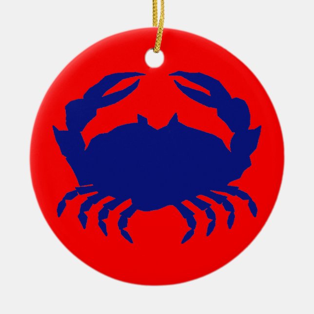 Blue Crab Ceramic Ornament (Front)