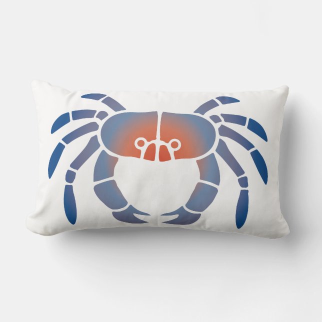 Blue Crab Coastal Living Lumbar Pillow (Front)