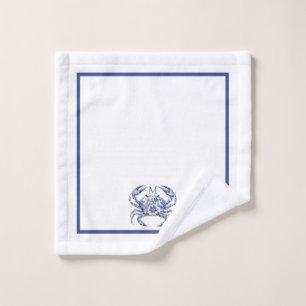 Blue Crab Coastal Nautical Monogram Bath Towel Set