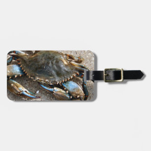 Blue Crab Crawling Luggage Tag