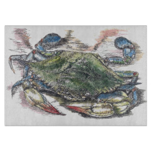 Blue Crab Decorative Glass Cutting Board
