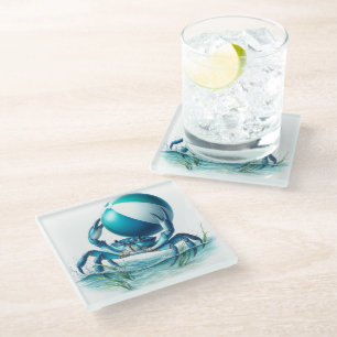 Blue Crab Glass Coaster
