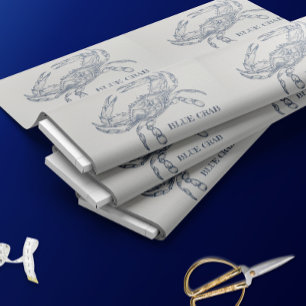 Blue Crab Illustration Fabric