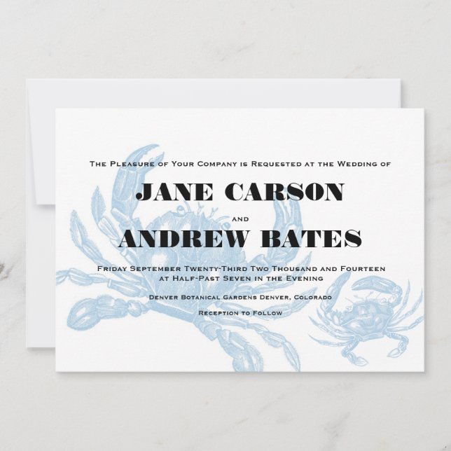 Blue Crab Invitation (Front)