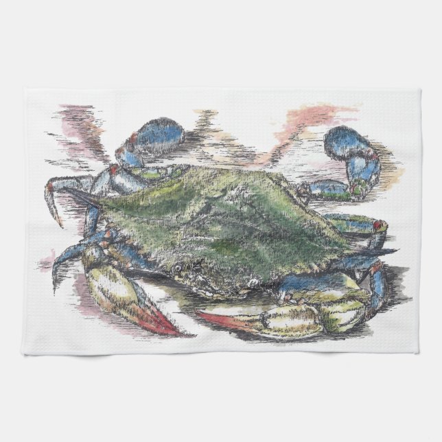 Blue Crab Kitchen Towel (Horizontal)