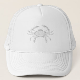 Blue Crab Line Art Logo Trucker Hat