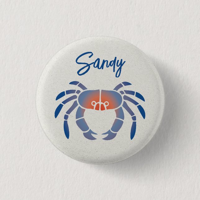 Blue Crab Logo 1 Inch Round Button (Front)