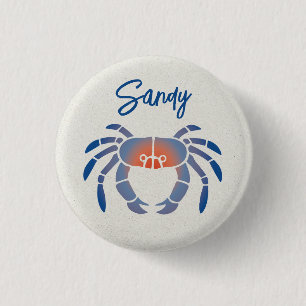 Blue Crab Logo 1 Inch Round Button