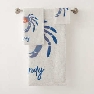 Blue Crab Logo Bath Towel Set