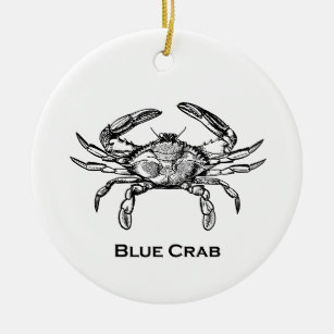 Blue Crab Logo (black and white) Ceramic Ornament