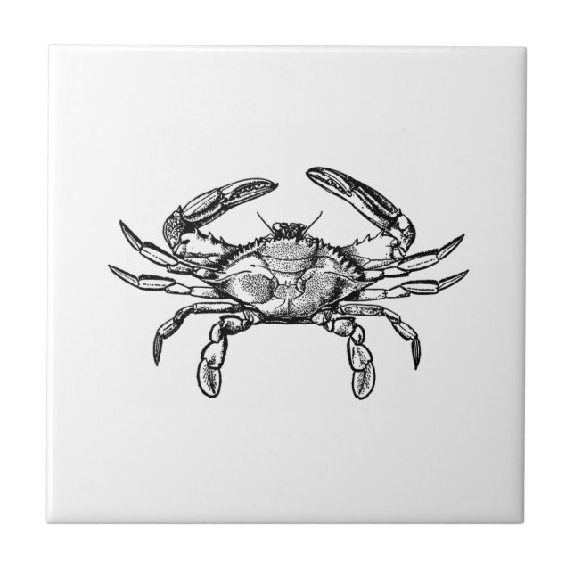 Blue Crab Logo (black and white) Tile (Front)