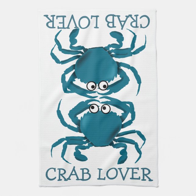 Blue Crab Lover Kitchen Towel (Vertical)