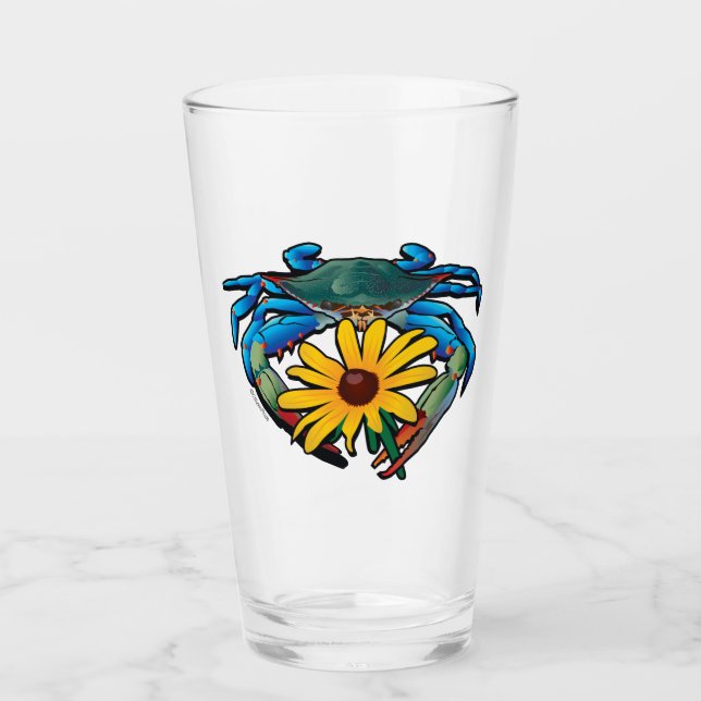 Blue Crab Maryland Black-Eyed Susan Glass (Front)