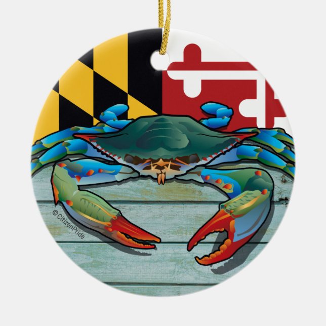 Blue Crab Maryland Ceramic Ornament (Front)