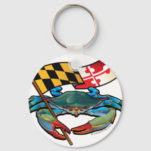 Blue Crab Maryland flag Keychain