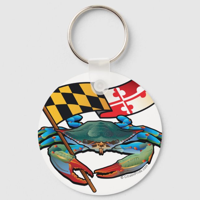 Blue Crab Maryland flag Keychain (Front)